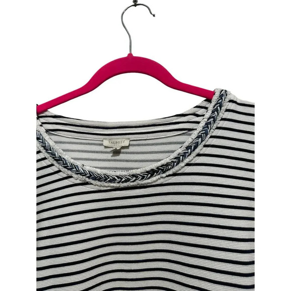 Talbots Black & White Striped Nautical Rope Neckline Sheath Dress Size 16 - Picture 6 of 8